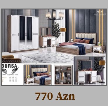 2 спальная кровать: 2 təknəfərlik çarpayı, Dolab, Tumba, 2 tumba, Azərbaycan, Yeni