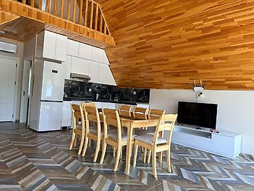 xırdalan ev: Qəbələ dağ mənzərəli A-frame villası – xüsusi həyətyanı sahə və şəxsi — 8