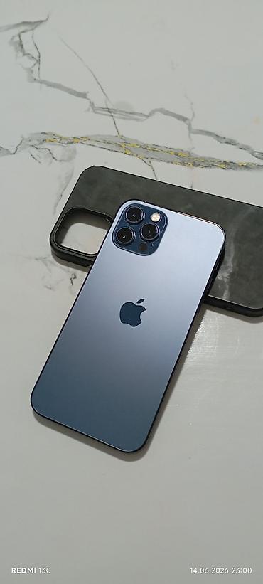 Apple iPhone: IPhone 12 Pro, Б/у, 128 ГБ, Pacific Blue, Чехол, 79 % — 1