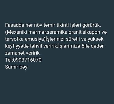 Fasad üzrə peşəkar təmir-tikinti xidməti - Fasad işlərinin bütün