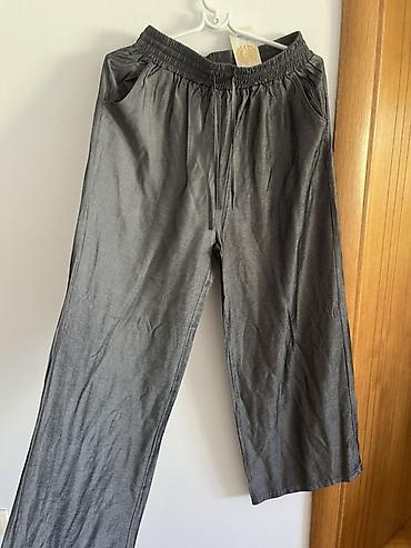 lil solid accessories: Ženske široke pantalone u sivoj boji, laganog i prijatnog materijala — 2