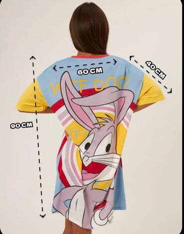 Ev geyimləri, pijamalar: Qadınlar üçün ev geyimi – rahat geniş kəsimli t-shirt donlar (Tunika) — 12