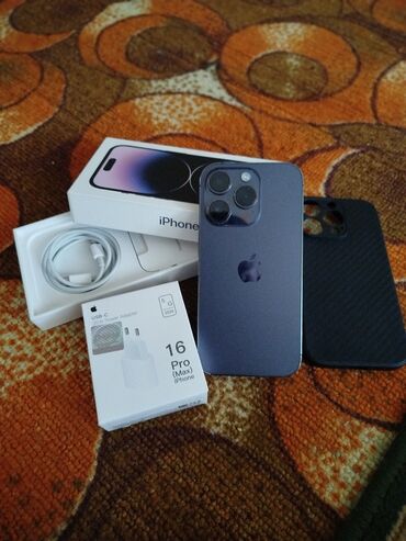 чехол на редми нот 12 про: IPhone 14 Pro, Колдонулган, 256 ГБ, Deep Purple, Кулакчындар, Заряддоочу түзүлүш, Коргоочу айнек, 86 %