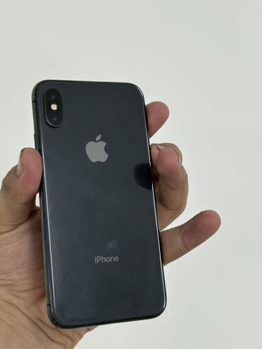 телефон а53: IPhone X, Б/у, 256 ГБ, Черный, Защитное стекло, Чехол, 100 %