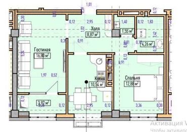 Продажа квартир: 2 комнаты, 58 м², Элитка, 10 этаж, ПСО (под самоотделку)