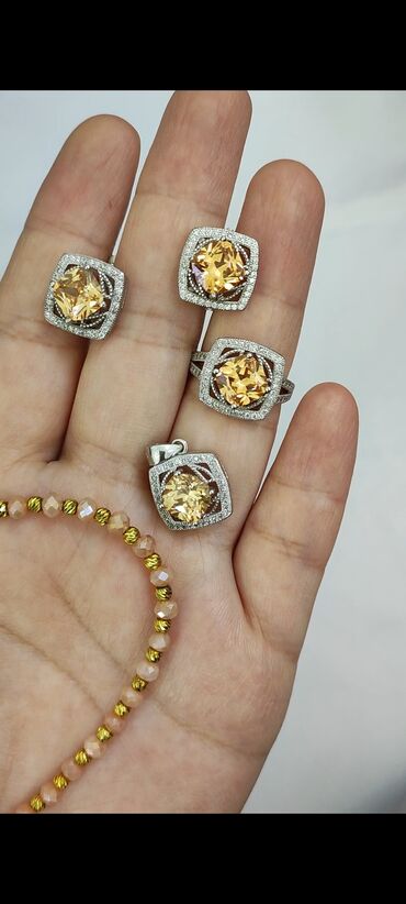 резиновый браслет: Серебряный комплект + браслет Серебро 925/ пробы Цена за комплект