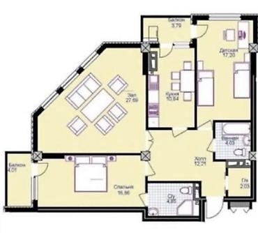 оргтехстрой: 3 комнаты, 101 м², Душанбинка Элитка, 10 этаж, Евроремонт — 2