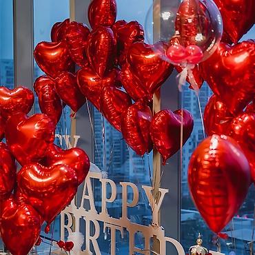 Воздушные шары и принадлежности: Фольгированные шары-сердца - Форма: сердце - Материал: фольга — 8