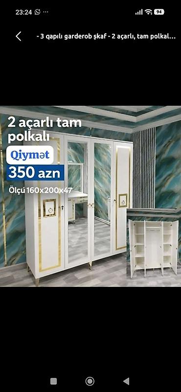 3 qapılı qarderob şkaf - Model: 2 açarlı, tam polkalı - Güzgülü ön lalafo.az -da 3 qapılı qarderob şkaf - Model: 2 açarlı, tam polkalı - Güzgülü ön