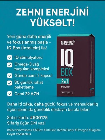 Tibbi lampalar: 🧠 IQ Box – güclü zehnin açarı! Yeni günə daha enerjili, daha