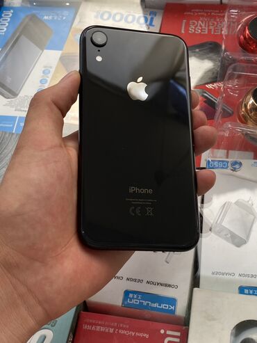 Apple iPhone: IPhone Xr, Б/у, 64 ГБ, Черный, Защитное стекло, Чехол, Кабель, 100 %