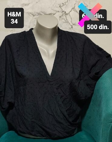 hm zenske tunike: H&M, XS (EU 34), Pamuk, Tufnasti, bоја - Crna