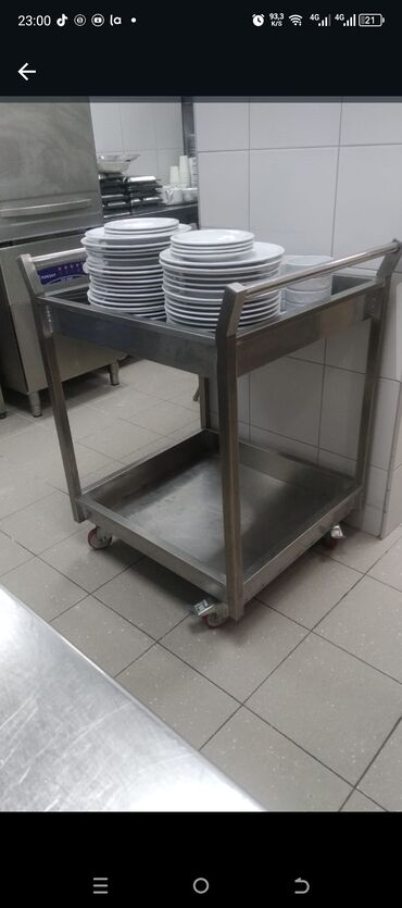 Restoran mebeli: Üç mərtəbəli paslanmayan poladdan hazırlanmış servis arabası. İki — 8