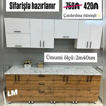 Mətbəx mebellərinin sifarişlə hazırlanması ✔️ Ölçü: 2m40sm – 420₼