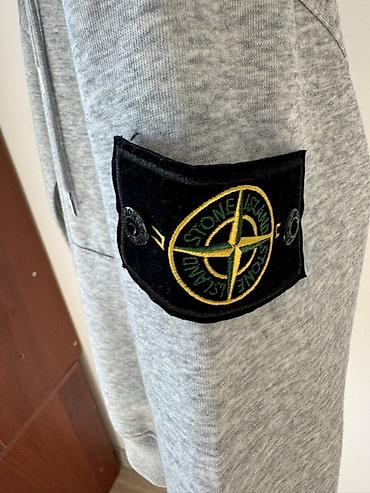 ston island: Толстовка Stone Island с капюшоном, серый меланж. - Модель: худи с — 2