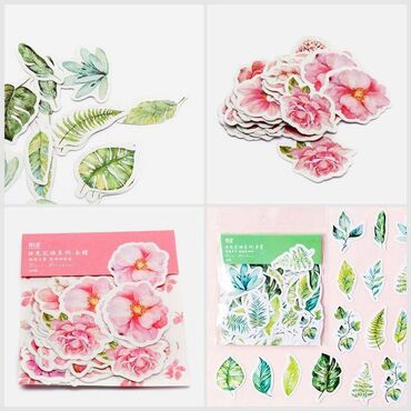 упаковки: Наклейки - стикеры с цветами и растениями для скрапбукинга (45 штук