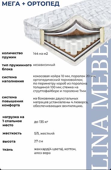 термовойлок: Ортопедический пружинный матрас «Мега + Ортопед» от Lina - Пружинный — 1