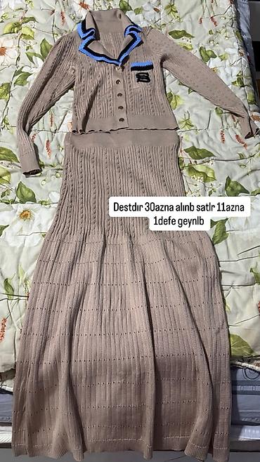 triko dest: Qadın trikotaj dəst – uzun ətək + düyməli kardiqan - Model: iki — 2