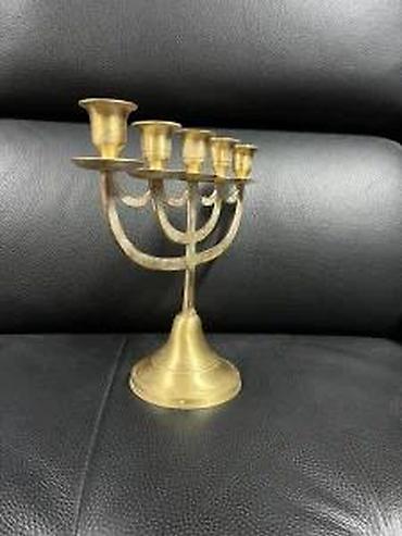 Sveće i svećnjaci: Mesingani svećnjak sa 7 krakova - Materijal: liveni mesing, zlatne — 5