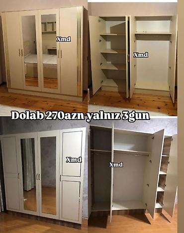 ucuz dolap: Yeni, 4 qapılı, Güzgülü, Bej, Taxta, Açılan, Düz dolab — 1