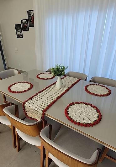 sufre dekoru: Əl işi dairəvi süfrə altlıqları (placemat seti) - Material: qalın — 10