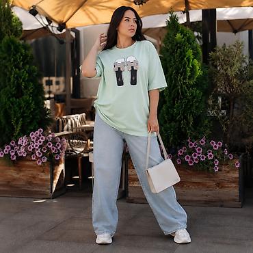 женские футболки: Футболка, Оверсайз, Турция, Хлопок, Новый, 3XL, 4XL, 5XL — 3