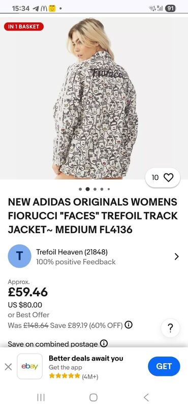 Alt paltarı: Svitşot, Adidas, M (EU 38), rəng - Ağ