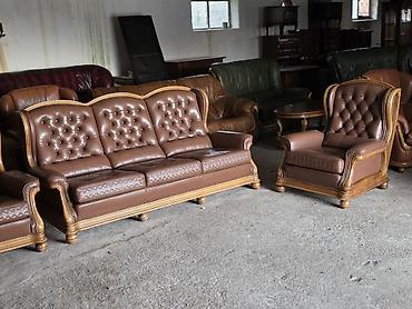 Stilske garniture: Kožni set za dnevni boravak – klasičan stil - Komplet: trosed + 2 — 2