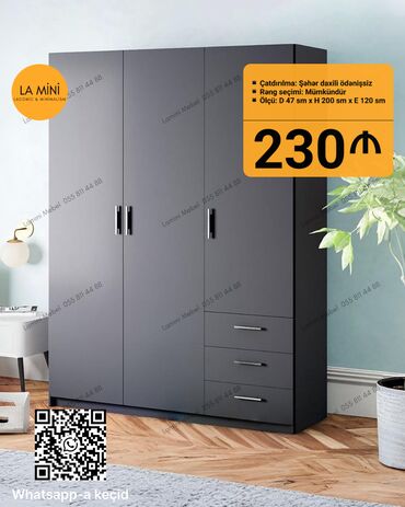 tek dolablar: Yeni, Açılan, 3 qapılı Düz dolab, Qarderob, paltar dolabı, Azərbaycan