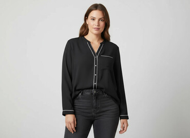 czarne bluzki z aplikacją: Papaya, Women's blouse, size XL