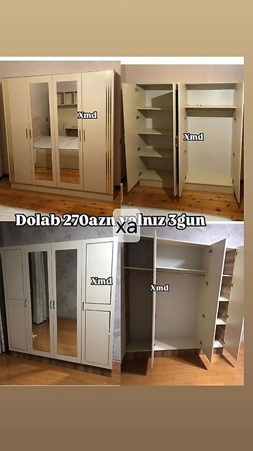 çan: Dördkapılı paltar dolabı - Rəng: krem/bej tonlarında - Ön hissədə 2 — 1