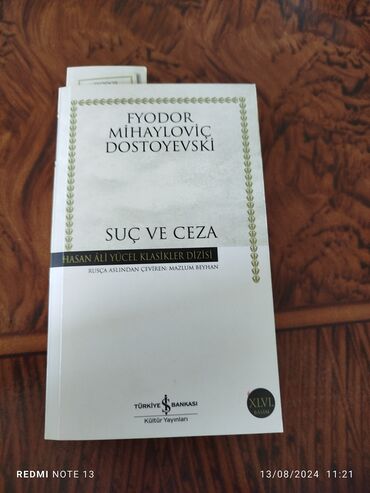 hovuzlar ve qiymetleri: Fyodor Mihayloviç Dostoyevski Suç Ve Ceza Kitabı qiymət:7 manat içi