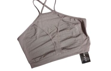 crop top majice zara: L (EU 40), Polyester, Single-colored, color - Beige