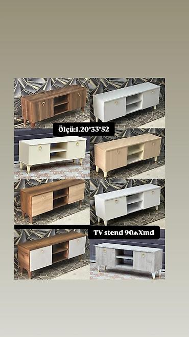 Ev və bağ: TV stend - Ölçü: 120 × 33 × 52 sm - Model: iki yan şkaflı, ortada — 2