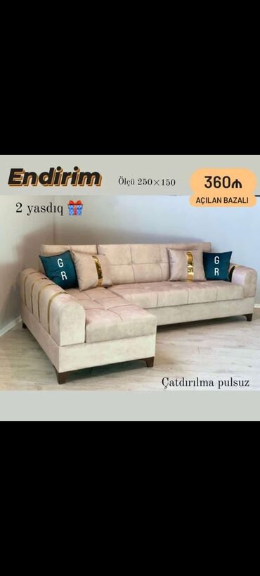 Divanlar: Künc divan, Yeni, Açılmayan, Bazasız, Şəhərdaxili pulsuz çatdırılma — 15