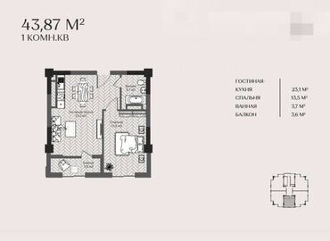 квартира советский: 1 комната, 43 м², Элитка, 5 этаж, Евроремонт