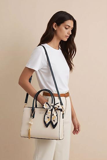 koton torbe: Ženska torba – elegantan tote/satchel model sa kaišem za rame - — 4