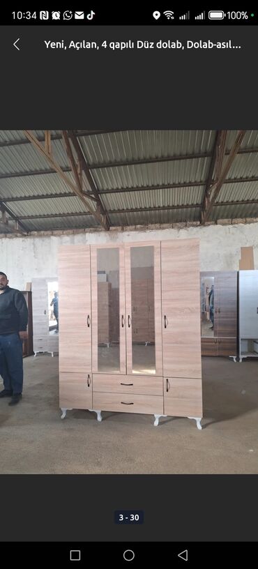 Dolablar: Açılan, 4 qapılı Düz dolab, Qarderob, paltar dolabı — 19