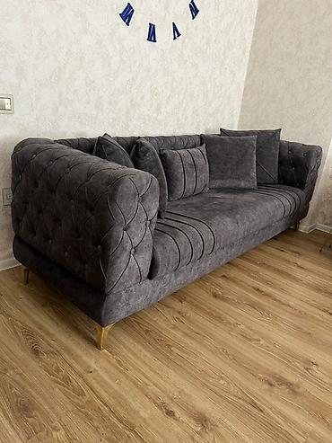Qaranlıq boz rəngli, müasir dizaynlı divan - Model: 3 nəfərlik, dərin