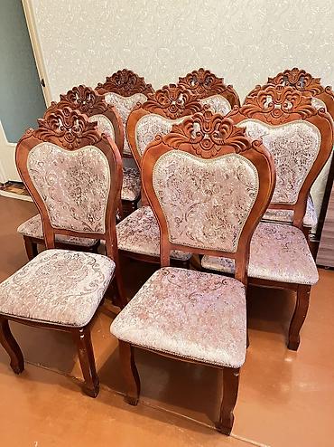 8 стульев - Отделка: тёплый оттенок древесины, глянцевая пропитка. - at lalafo.kg 8 стульев - Отделка: тёплый оттенок древесины, глянцевая пропитка. -