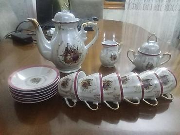 Qab-qacaq və mətbəx ləvazimatları: Çay dəsti, rəng - Ağ, Farfor — 1