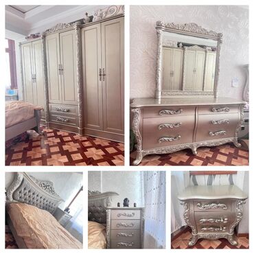 продам кровать двуспальную бу: Двуспальная кровать, Шкаф, Трюмо, 2 тумбы, Б/у