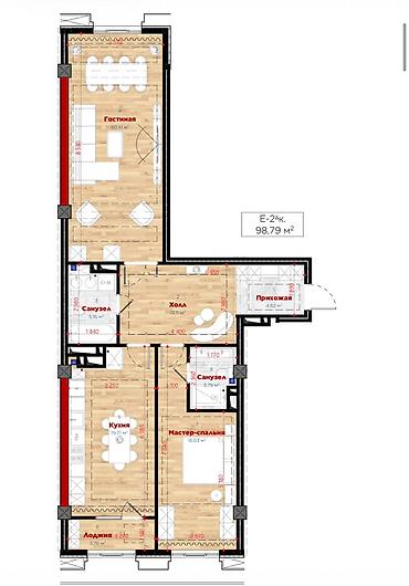 Продажа квартир: 2 комнаты, 98 м², Южная Магистраль Элитка, 7 этаж, Евроремонт — 2