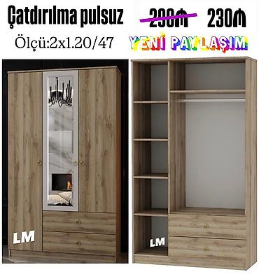 kohne taxtalar: Təbii ağac teksturasında paltar şkafı - Ölçü: 2 x 1.20 x 47 sm — 1