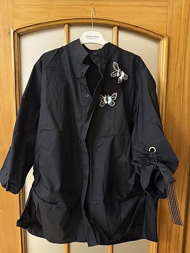 muncuq: Qadın köynəyi – tünd göy/qaraya yaxın rəng - Modell: oversize, düz — 1