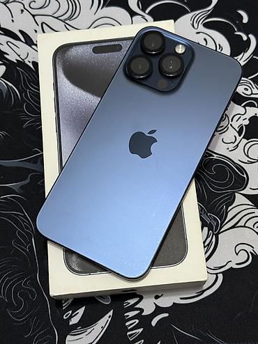 Уюлдук телефондор жана аксессуарлар: IPhone 15 Pro Max, Колдонулган, 512 ГБ, Көк, Коргоочу айнек, Каптама, Куту, 77 % — 3
