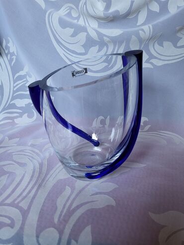 Ostali kućni dekor: Vaza nova,kristal,rucni rad,duvana usnama. Krasno Poljska. 80te — 13