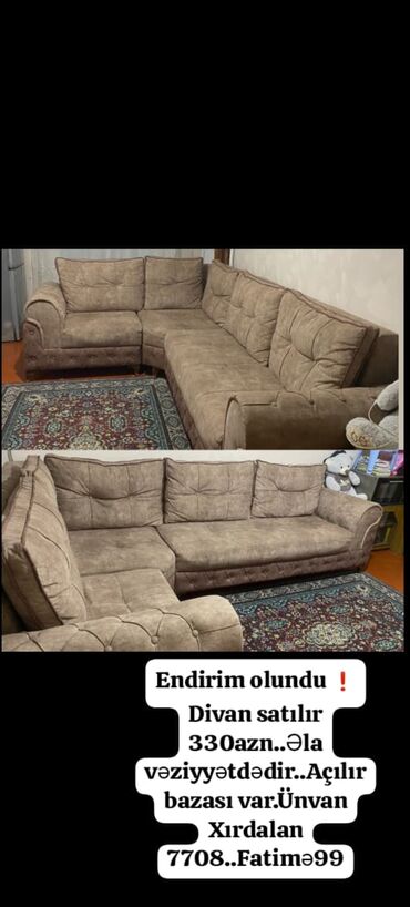nur corək: Endirim olundu ❗Divan satılır 330₼. Əla vəziyyətdədir. Açılır bazası
