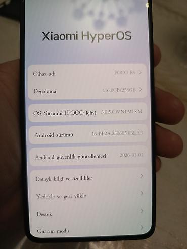 poco x6 pro irşad: Poco F6, 256 GB, rəng - Qara, Barmaq izi — 1