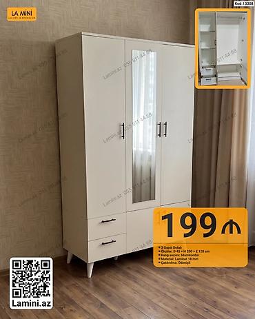 3 qapılı dolab – Lamini.az (Kod: 13308) - Ölçülər: 45 × 200 × 120 sm